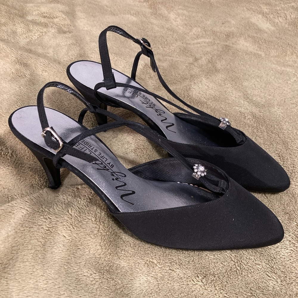 NIB Night Life by Life Stride Vintage 80s Heeled Sandals Black Size 7.5M